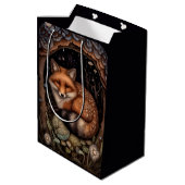 Mitternachtsfox-Geschenktasche Mittlere Geschenktüte (Rückseite Schrägansicht)