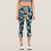 Mitternachtsgarten: Blumenmuster Capri Leggings (Vorderseite)