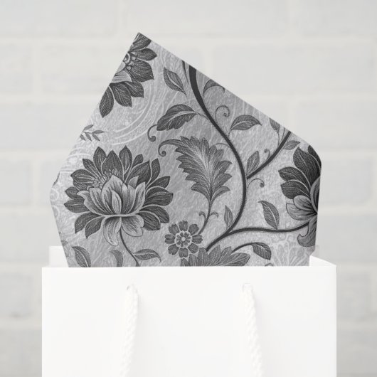 Mitternachtsgarten-Geätztes-Blumen-Damaskus Seidenpapier (Geschenktüte)