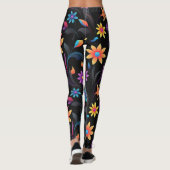 Mitternachtsgarten: Lebhafte Fantasie der Blumen Leggings (Rückseite)