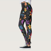Mitternachtsgarten: Lebhafte Fantasie der Blumen Leggings (Links)
