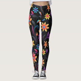 Mitternachtsgarten: Lebhafte Fantasie der Blumen Leggings