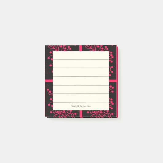 Mitternachtsgarten-Linie Himbeerblüte Post-it Klebezettel (Vorderseite)