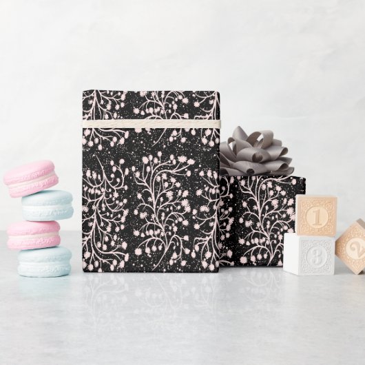 Mitternachtsgarten-Linie Soft Pink Geschenkpapier (Babyparty)