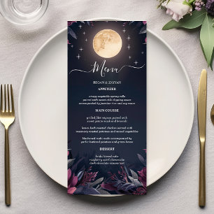 Mitternachtsgarten Mond Hochzeit Menükarte