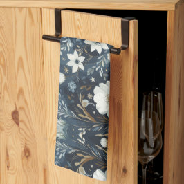 Mitternachtsgarten - Navy Blue Watercolor Flor Geschirrtuch