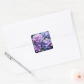 Mitternachtsgarten Violette Hortensie Wasserfarbe Quadratischer Aufkleber (Umschlag)