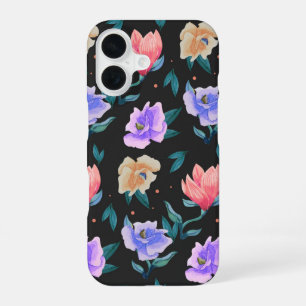 Mitternachtsgarten Wasserfarben Floral iPhone 16 Hülle
