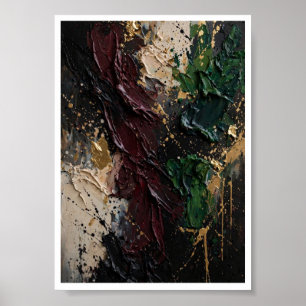Mitternachtsgold Burgunder Abstraktkunst-Druck Poster
