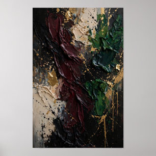 Mitternachtsgold Burgunder Abstraktkunst-Druck Poster