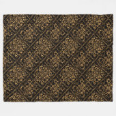 Mitternachtsgold Damast Eleganz Fleecedecke (Vorderseite (Horizontal))