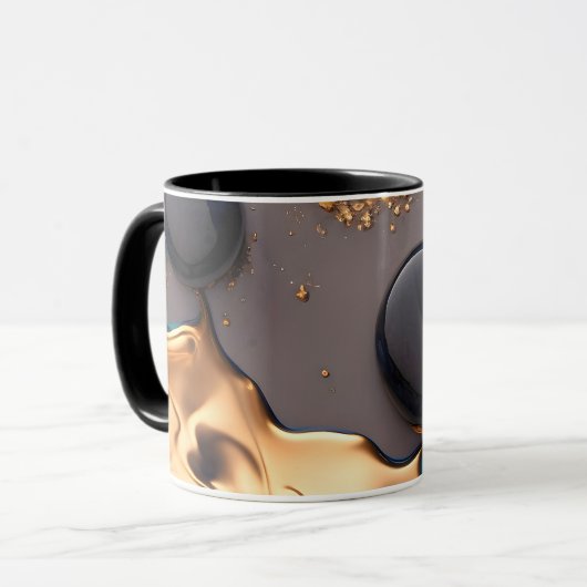 Mitternachtsgold Flüssig-Marmor Tasse (Vorderseite Links)