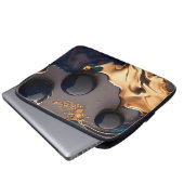 Mitternachtsgold Flüssig-Marmorierung Laptopschutzhülle (Vorne Knopf)