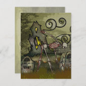 Mitternachtsgraveyard Whimsical HALLOWEEN Ankündigungspostkarte (Vorne/Hinten)