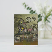 Mitternachtsgraveyard Whimsical HALLOWEEN Ankündigungspostkarte (Stehend Vorderseite)