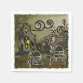 Mitternachtsgraveyard Whimsical HALLOWEEN-PARTY Serviette (Vorderseite)