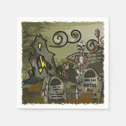 Mitternachtsgraveyard Whimsical HALLOWEEN-PARTY Serviette (Vorderseite)