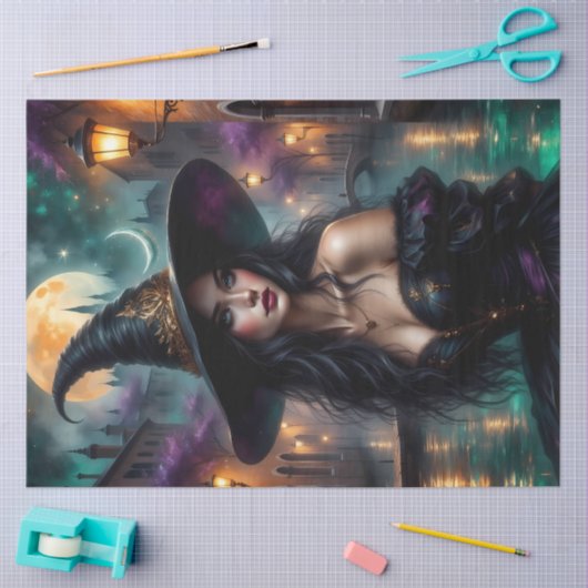 Mitternachtshexe in Mondlicht Venedig mit gotische Seidenpapier (Basteln)