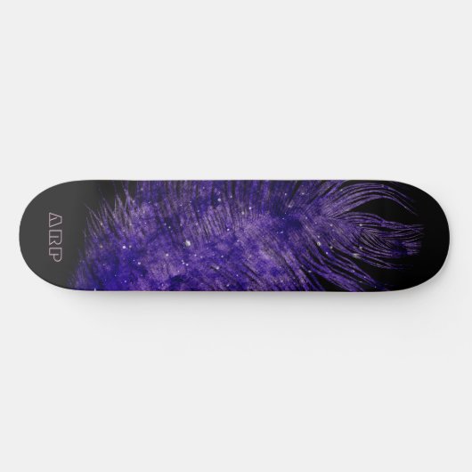 *~* Mitternachtshimmel Boho Kosmische Feather Lila Skateboard (Horizontal)