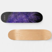 *~* Mitternachtshimmel Boho Kosmische Feather Lila Skateboard (Horizontal)