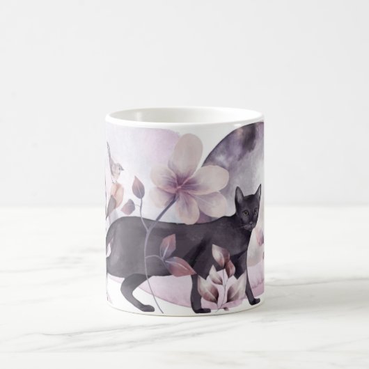 Mitternachtskat und Vollmondkaffee-Tasse Kaffeetasse (Mittel)