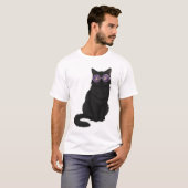 Mitternachtskatze mit lila Brille T-Shirt (Vorne ganz)