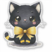 "Mitternachtsklatsche - Schwarze Katze" Aufkleber (Vorderseite)