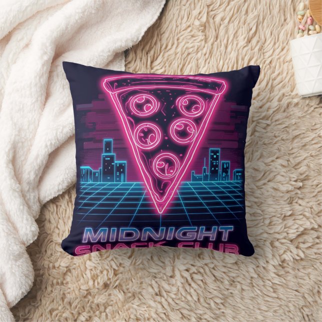 Mitternachtsklub Neon Synthwave Pizza Slice T Kissen (Decke)