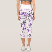 Mitternachtskrieger: Schwarz-lila Tarnhose Yoga Ca Capri Leggings (Rückseite)