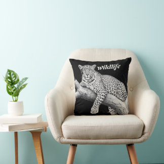 Mitternachtsleopard, Wildlife-Illustration Kissen