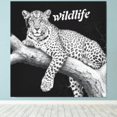 Mitternachtsleopard, Wildlife-Illustration Leinwanddruck (Insitu (Holzboden))