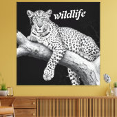 Mitternachtsleopard, Wildlife-Illustration Leinwanddruck (Insitu (Wohnzimmer))
