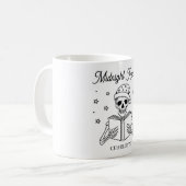 Mitternachtsleser Lustiger lesender Skelett Kaffeetasse (Vorderseite Links)