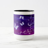 Mitternachtsmagie Butterfliegen Zweifarbige Tasse (Mittel)