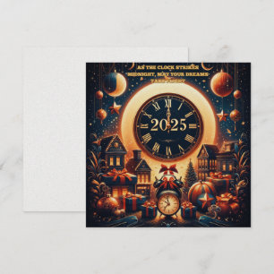 Mitternachtsmagie: Ein goldener Empfang 2025 Feiertagskarte