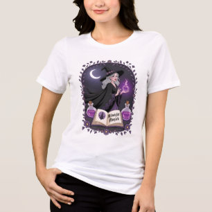 Mitternachtsmagie Illustration einer jungen Hexe Tri-Blend Shirt