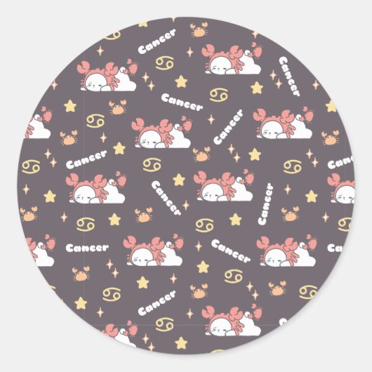 Mitternachtsmagie - Krebs Zodiac Dreamland Runder Aufkleber (Vorderseite)