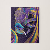 Mitternachtsmagie: Lila & Gold Elefant Puzzle (Vertikal)