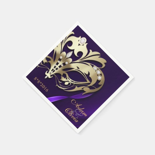 Mitternachtsmasquerade Lila Wedding Serviette (Ecke)