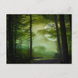 Mitternachtsmond - Lime Green Postkarte