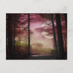 Mitternachtsmond - Rot Postkarte
