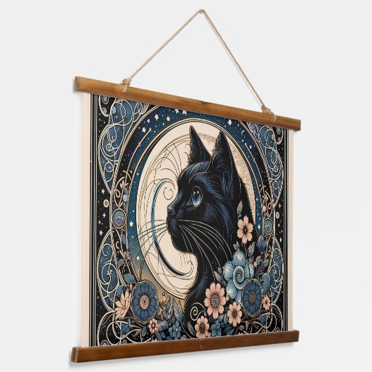 Mitternachtsmuse in versteinerten Moon-Rahmen Wandteppich Mit Holzrahmen (Gewinkelt)