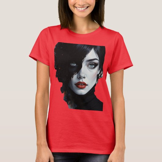 Mitternachtsmuse - Schwarzweißportrait T-Shirt (Vorderseite)