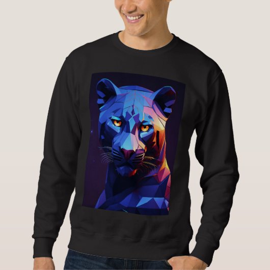 "Mitternachtspanther: Vector Geometrische Kunst" Sweatshirt (Vorderseite)