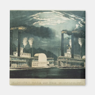 Mitternachtsrennen auf dem Mississippi, 1875 Magnet