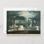 Mitternachtsrennen auf dem Mississippi, 1875 Postkarte (Vorne/Hinten)