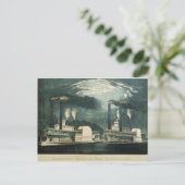 Mitternachtsrennen auf dem Mississippi, 1875 Postkarte (Stehend Vorderseite)