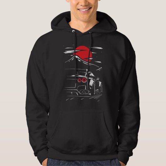 Mitternachtsrennen: Red Moon Racing Car Hoodie (Vorderseite)