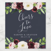 Mitternachtsromane Hochzeit "Cheers to Liebe" Weinetikett (Einzelnes Label)