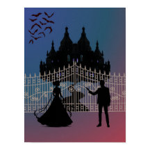 Mitternachtsromantische Fantasy-Burg und Ballkleid